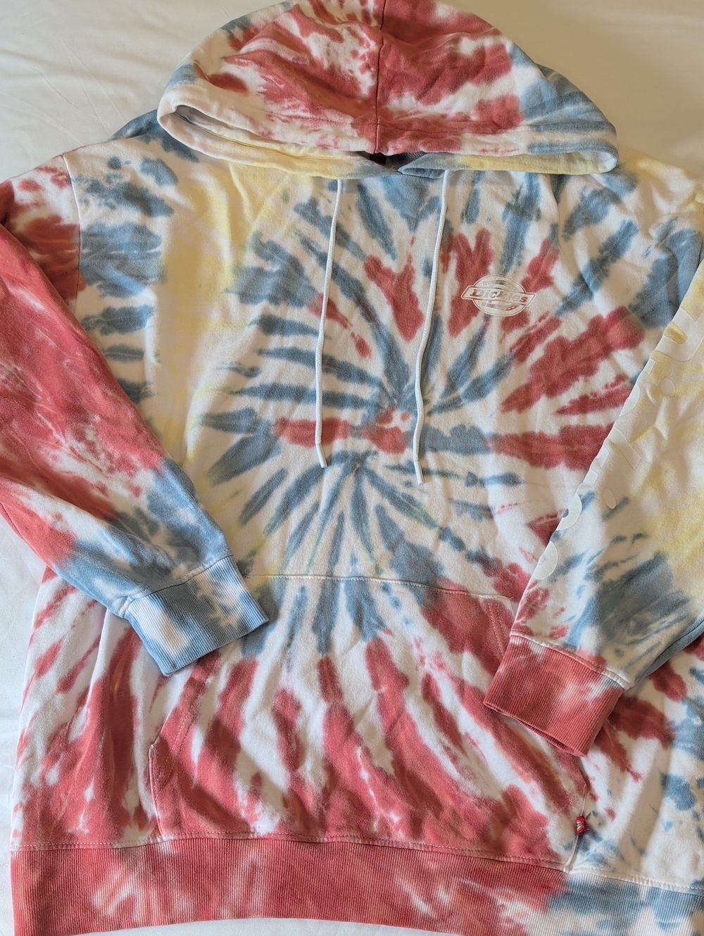 3/$75 Dickies Tie-Dye Pullover Hoodie - Red, Blue, Yellow Size Large